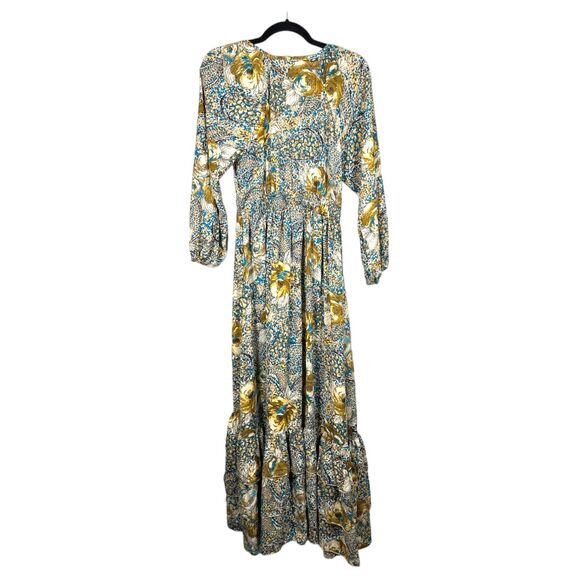 Boemo Tiered Prairie Cottage Boho Maxi Dress Size Medium Petite - Picture 8 of 8